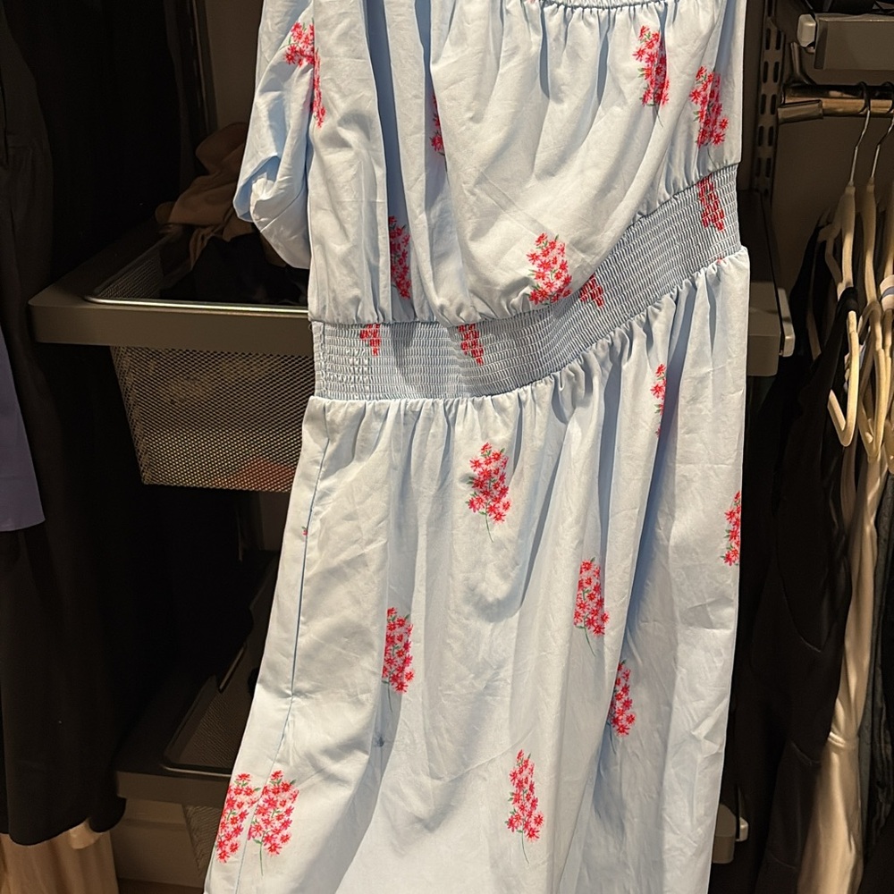 Sugarlips Light Blue Dress with Pink Floral Accents